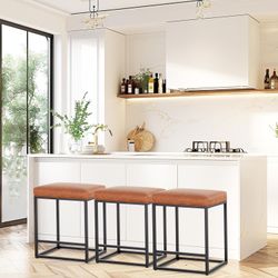 New PHI VILLA Brown Bar Stools Set of 2, 24 Inches for Kitchen Island, Counter Height Bar Stools  New in box IF-125-brown-1  Maximum weight capacity 3