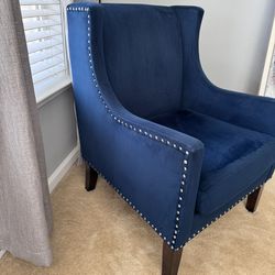 Blue Arm Chair With Metal Stud Detail