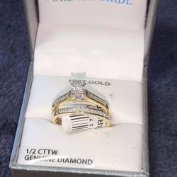 10K Yellow Gold 1/2 CTTW Diamond Channel Bridal Set  J, I3 Diamonds