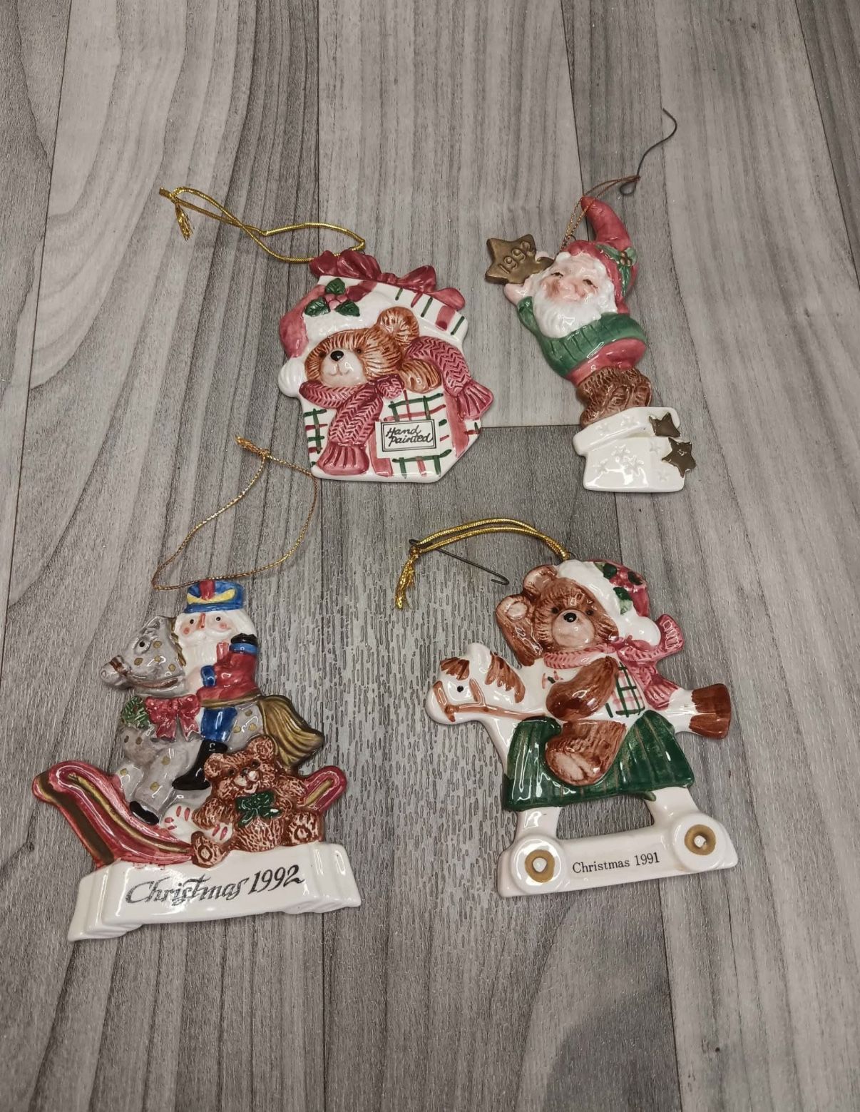 Fitz & Floyd Vintage Porcelain Christmas Ornaments Hand Painted