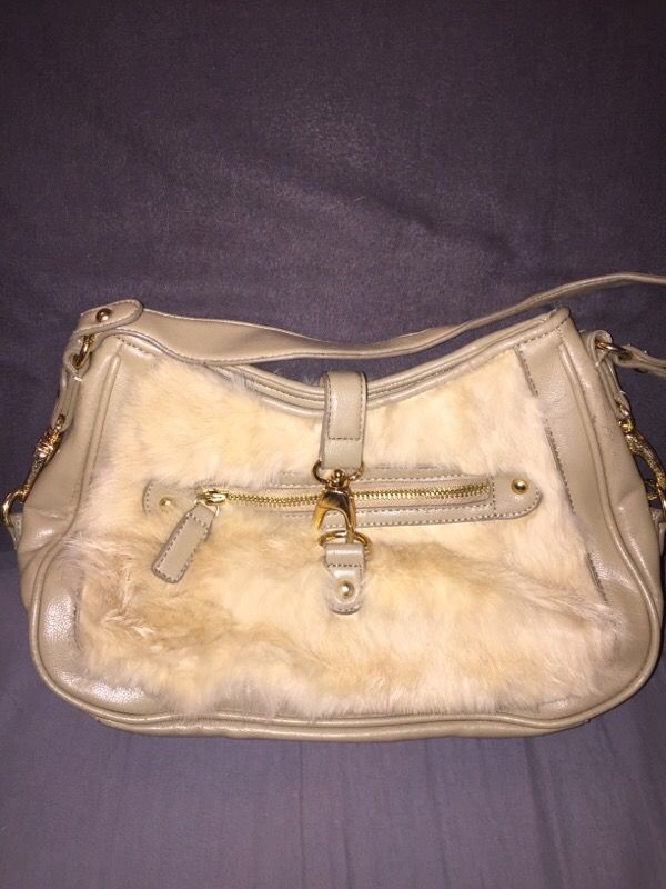BCBG Rabbit Fur Shoulder Bag