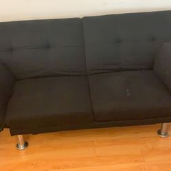 Futon Black Fabric Sofa Bed