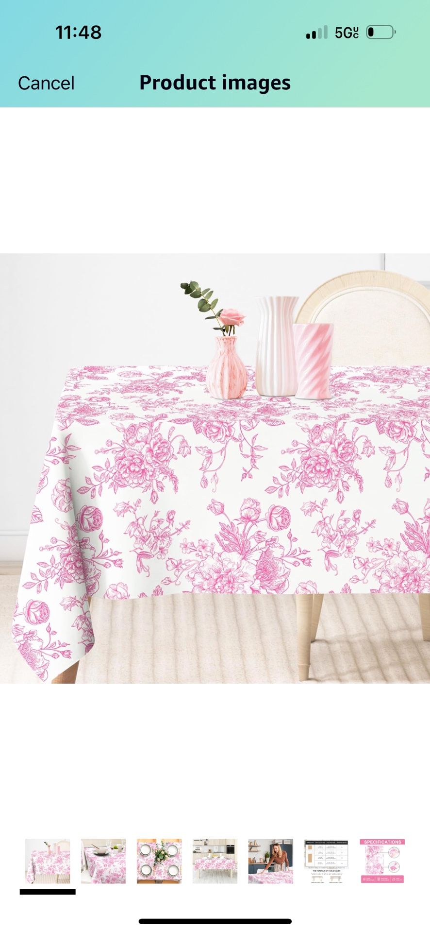 4.8 4.8 out of 5 stars 14 AnyDesign Pink Flower Tablecloth Rectangle Floral Fabric Table Cloth Washable Wildflower Table Cover for Picnic Dinner Table