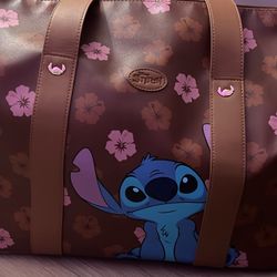 Stitch leather rolling duffel bag