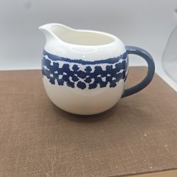 Vintage Small Creamer Pitcher Blue White
