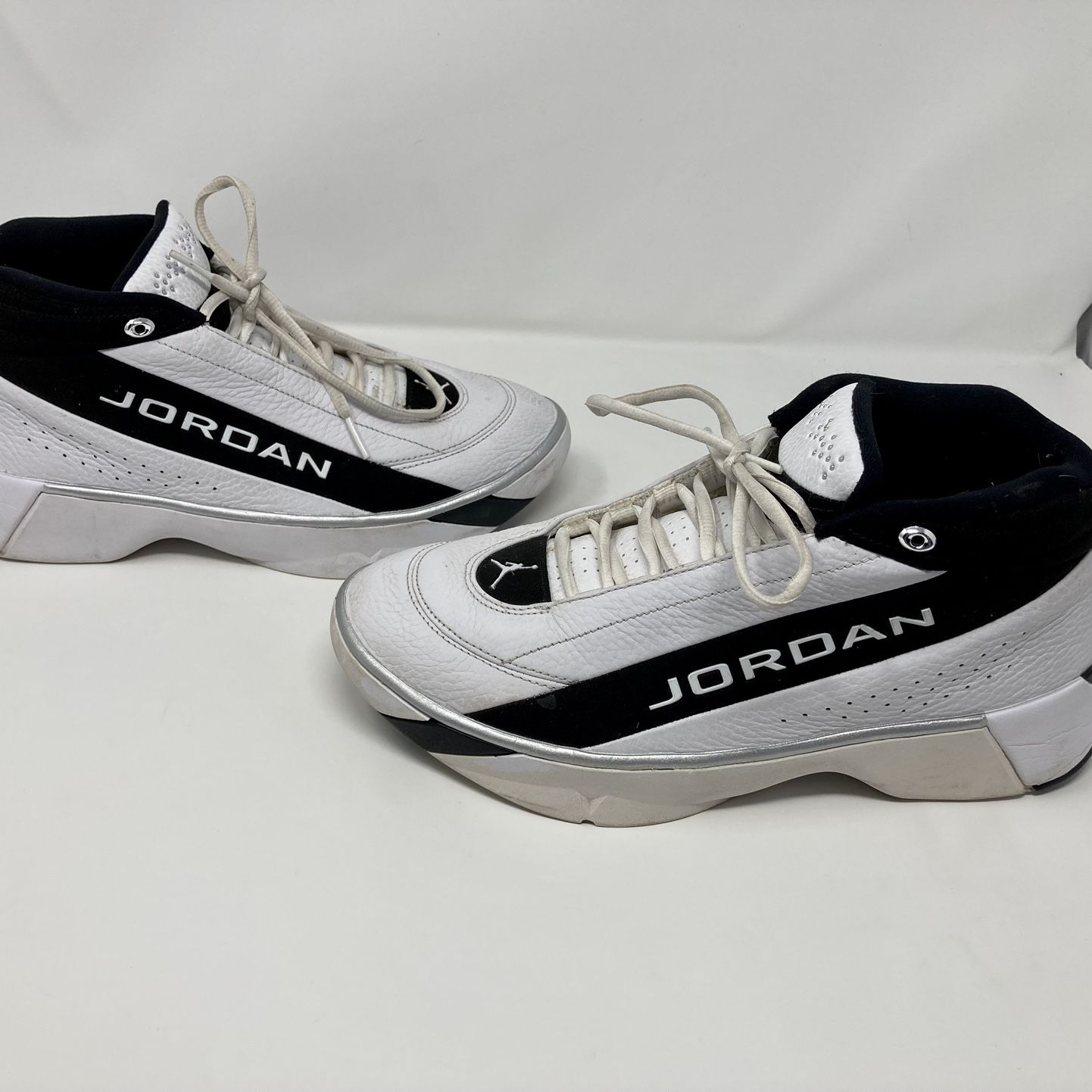 Men s Nike Air Jordans team showcase black white shoes for Sale