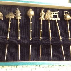 Vintage Asian Silver Cocktail Picks