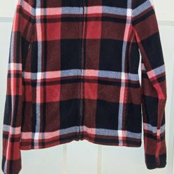 Uniqlo Womens Multicolor Plaid Long Sleeve Fleece High Collar Zip Up Jacket Sz S