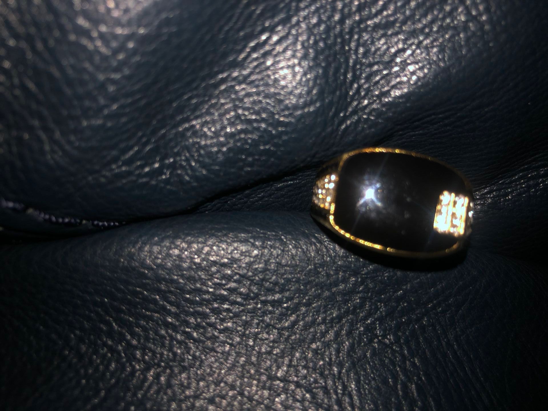Gold Rhinestone Encrusted Mens 11 Ring