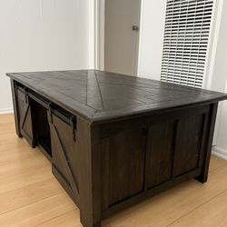 Lift Top Barn Door Coffee Table 