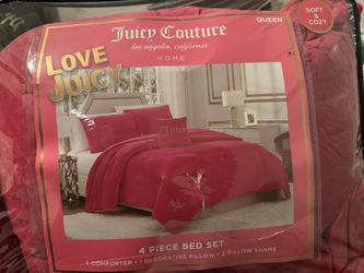 Juicy Plush Hot Pink comforter set With Rhinestones size queen / full