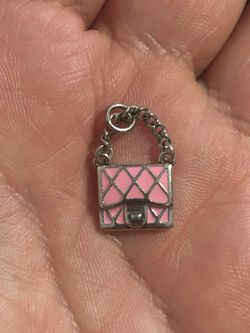 JAMES AVERY Sterling Silver Pink Enamel Fashion Purse Handbag Charm Pendant