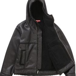Supreme Black Faux Hooded Jacket Large 2023 Brand New