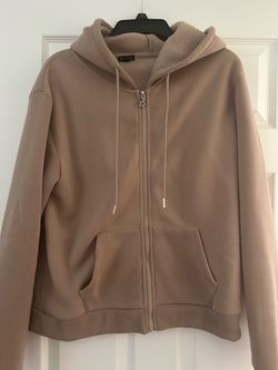 Beige Zip-Up Hoodie Size L and jean