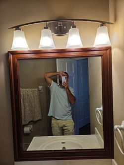 Espejo Grande con Marco de Madera para Baño o Decoración