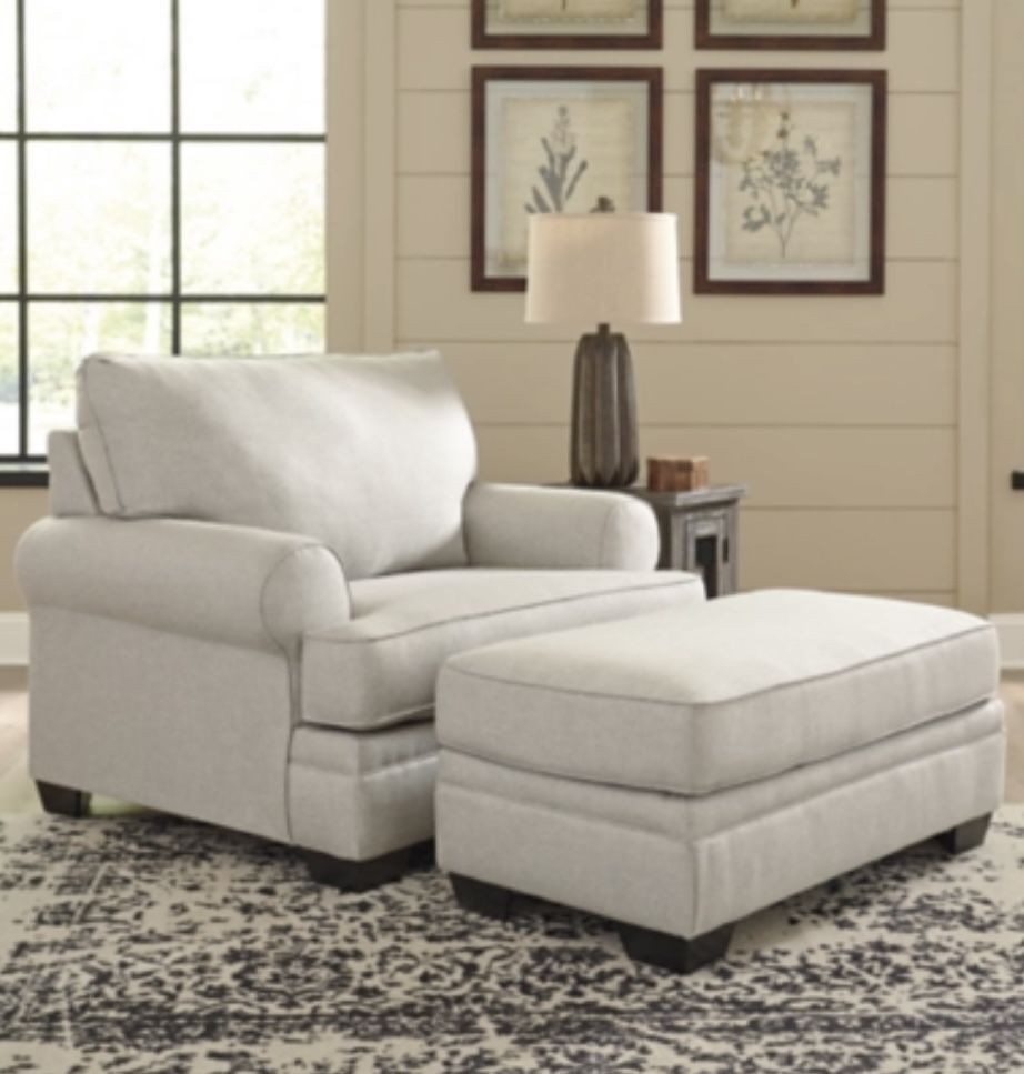 Oversized Chair with Ottoman - Cream