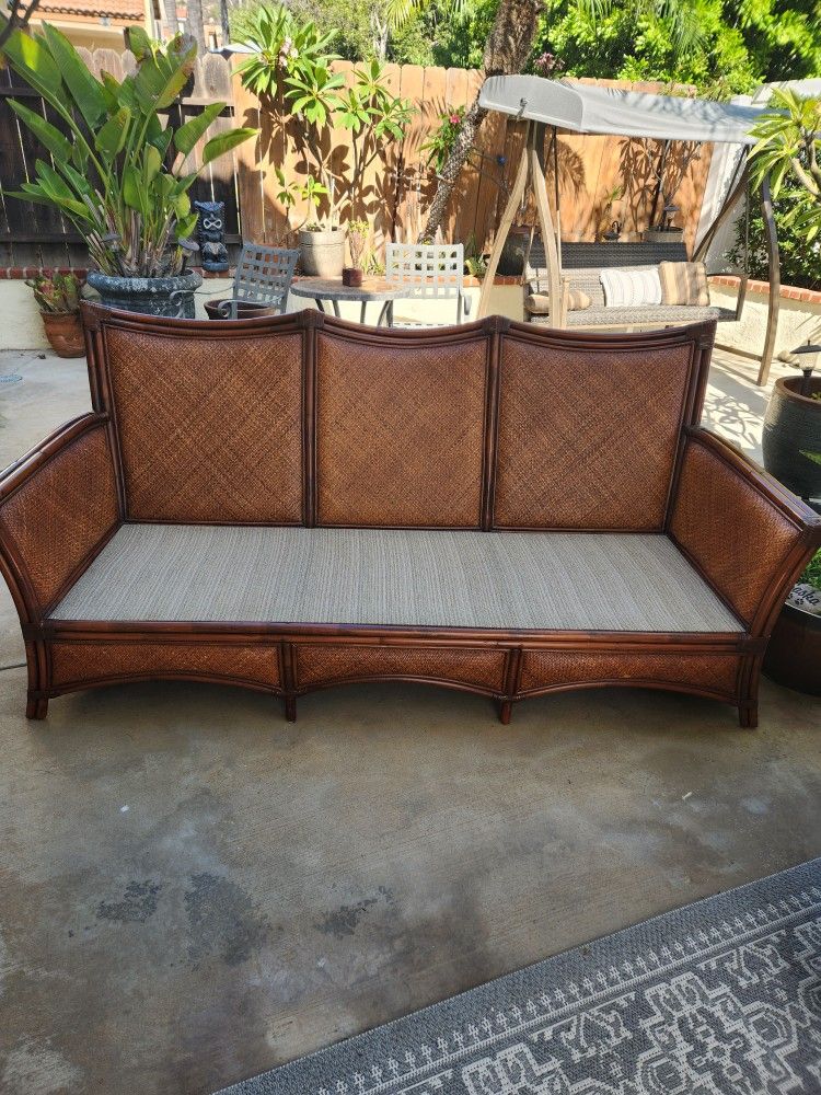 Rattan Couch W/ Ottomon