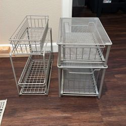 Metal Shelf Organizers With Slide Out Trays