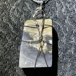 Uv Reactive Volcano Agate Pendant Wrapped In Copper Wire