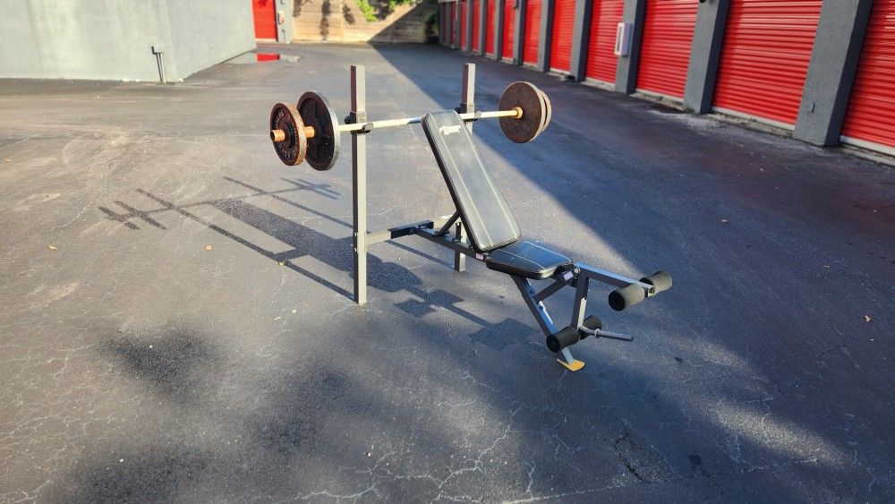 COMBO HomeGym: Weights 35x2+25x2 Plus Bar 6ft plus pair Collars + Reclynable Bench 