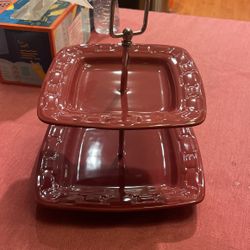 Longaberger Two Tiered Serving Tray 