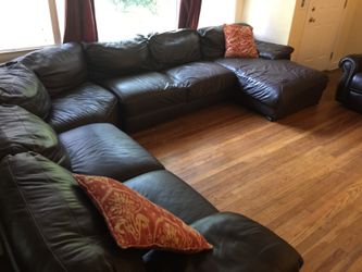 Massive leather sectional couch