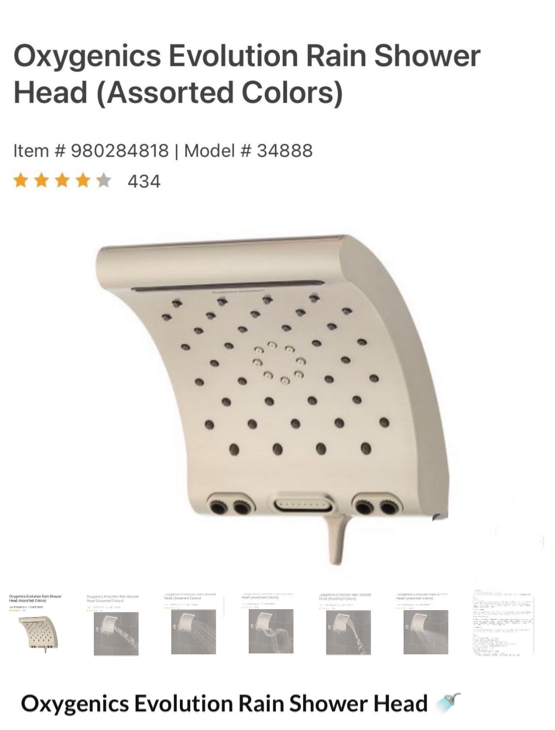 Oxygenics Evolution Rain Shower Head 🚿