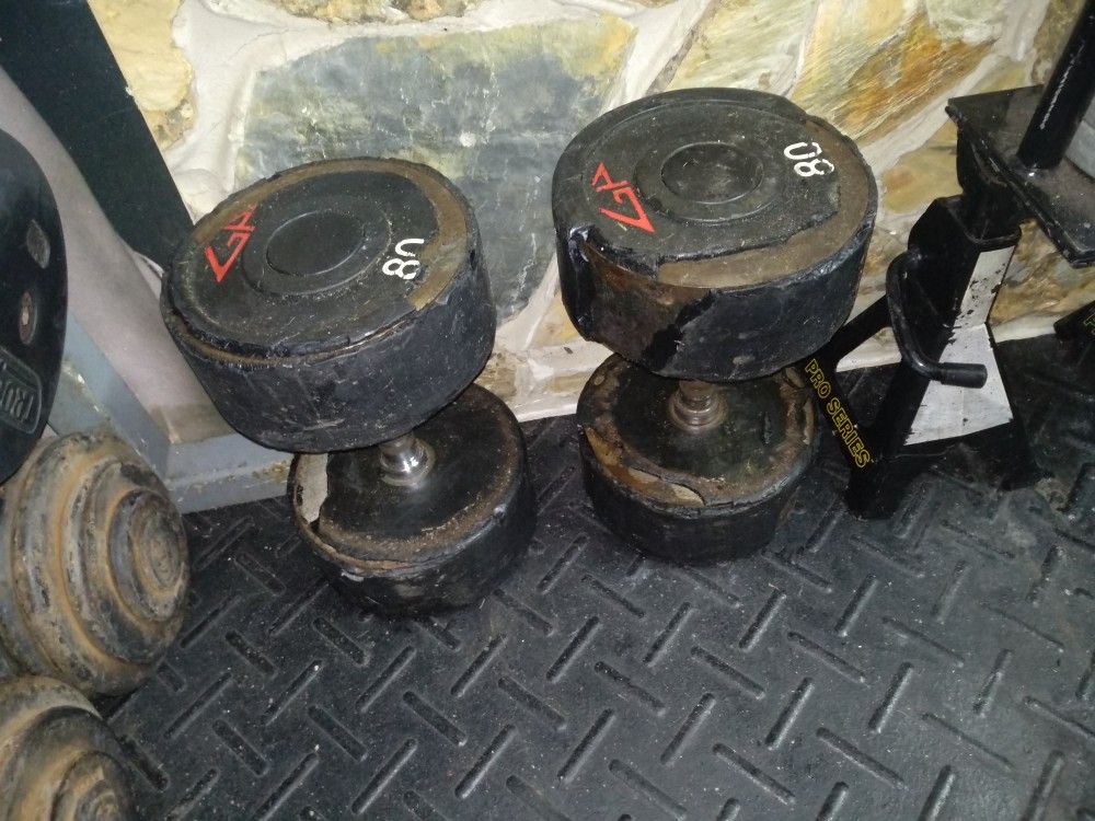 Some very good commercial grade 80 pound dumbbells