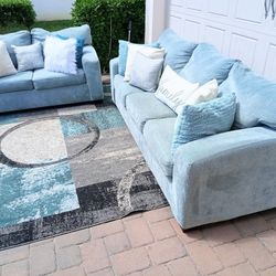 Blue Couch and Loveseat Set 