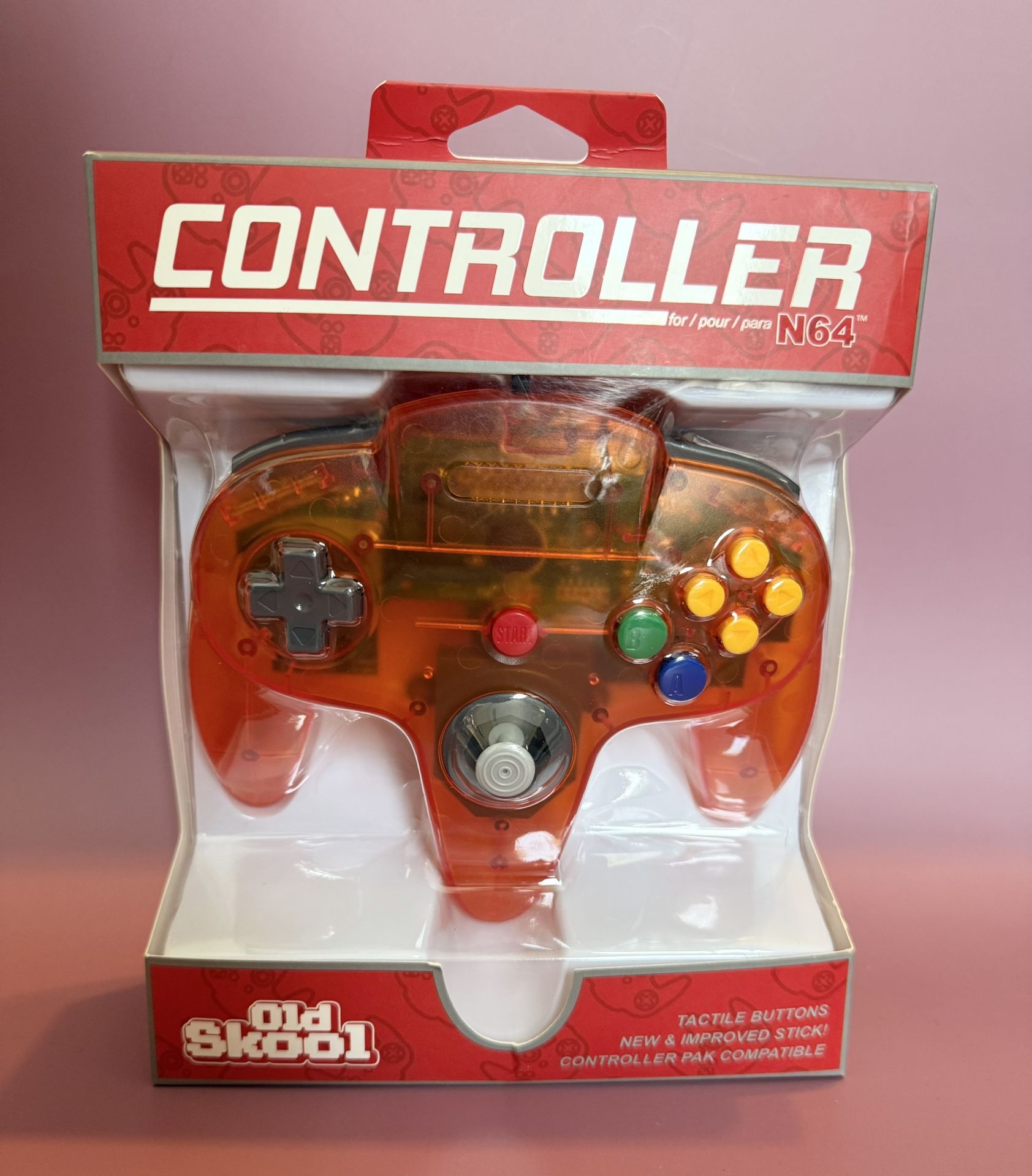 NEW. Old Skool N64 Controller Fire Orange