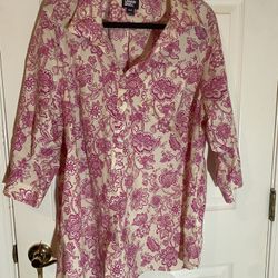 Lands End Pink And Cream Colored Top 2X