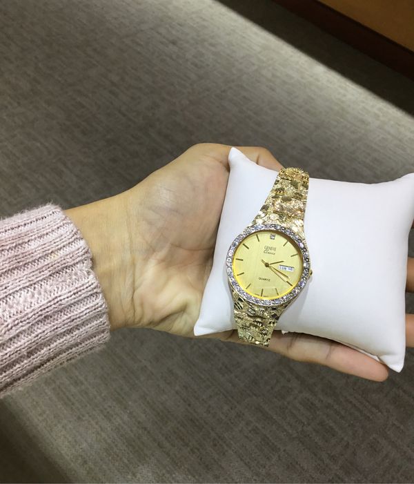 10k gold and diamonds nugget watch for Sale in Cary, NC - OfferUp