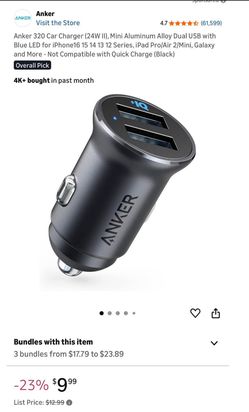 NEW ANKER 320 CAR CHARGER (USB)