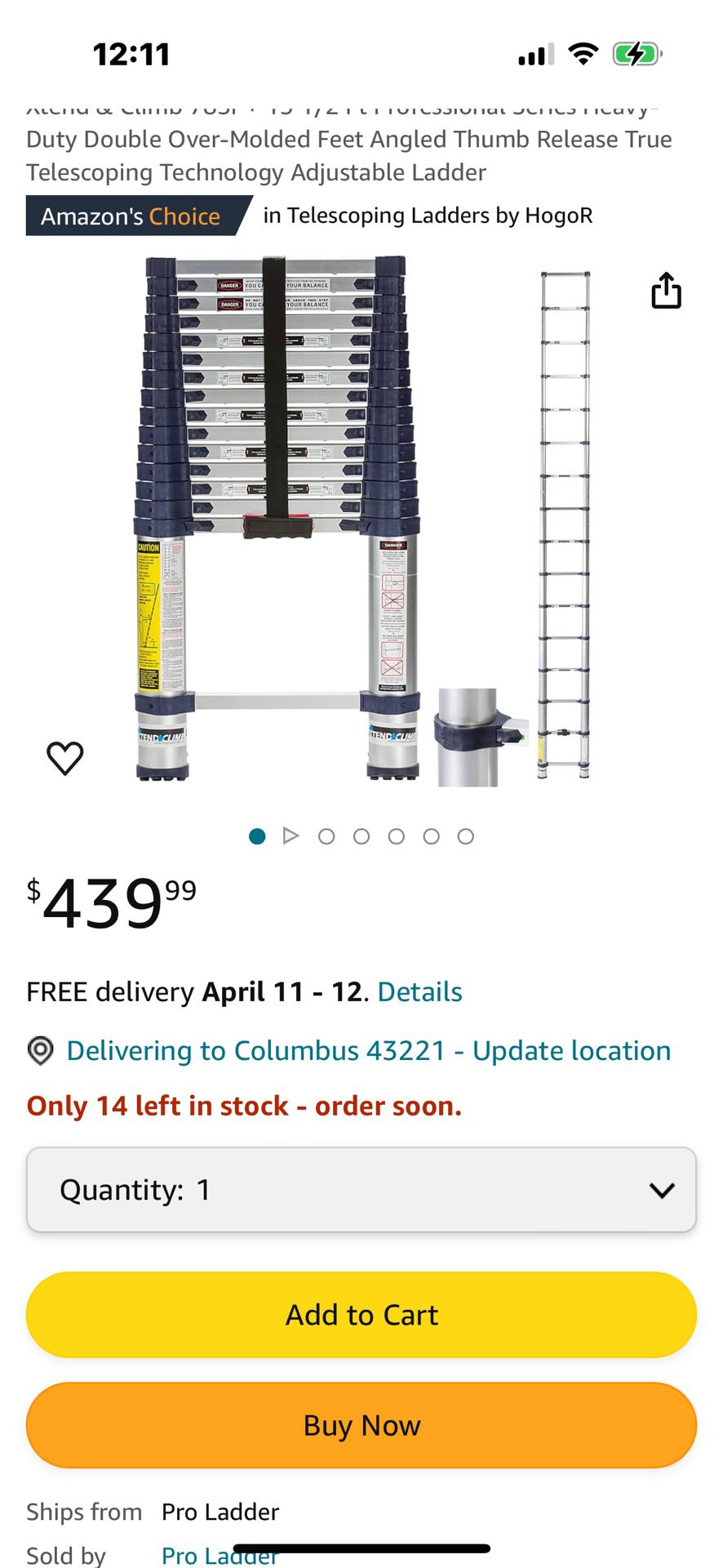 Telescoping Ladder 180inches 