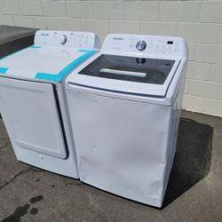 New Dented Samsung Top Load Washer And Gas Dryer Set 