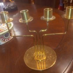 Four Arm Brass Plated Candelabra