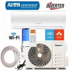NEW 12,000 BTU 17 SEER2, 115-Volt, 600 sq. ft. Inverter Ductless Mini Split AC with Heat Pump, Wi-Fi, 1-Ton, 16 ft. Lineset
