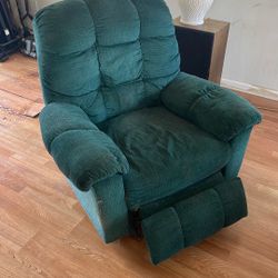 Green Plush Recliner Chair