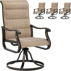 Patio Swivel Chairs Set of 4, Brown