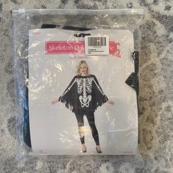 Halloween Costume Skeleton Poncho