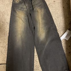 BOOHOO MAN Wide Leg Washed Black Jeans - Size 32