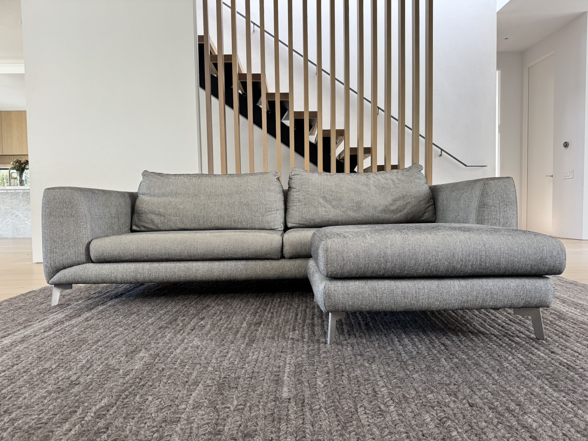 BoConcept Fargo Sofa + Ottoman – Good Condition – Modern Gray