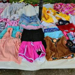 Bundle Of Clothes For A Toddler Size 2/3 34 Pieces Mix Of Shirts Shorts Dresses Cute Cape Cute Shark Costume Sandals Shorts Cute Tops Dresses Etc 