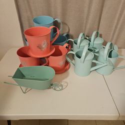 Assorted Metal Flower Pots