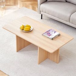 Modern Wooden Coffee Table with Triangular Legs
