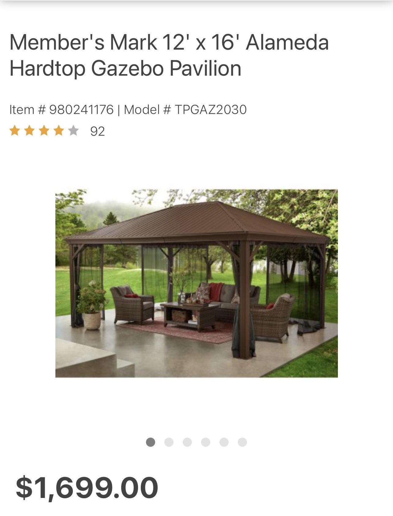 12x16 Gazebo Hardtop NEW Sam’s for Sale in El Paso, TX OfferUp