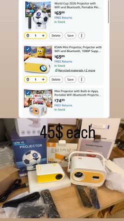 Projector, Projector with WiFi and Bluetooth, 1080P Support Movie Projector with Built-in Speaker, Compatible with Smartphone, HDMI, USB, AV, Fire Sti