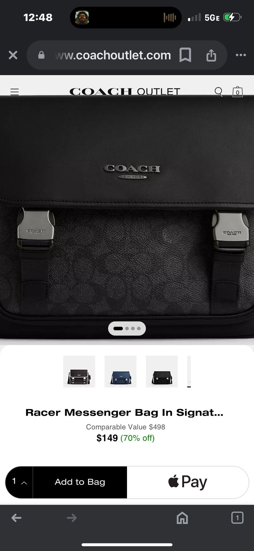 New Coach Mens Small Messenger bag. This is the racer line.