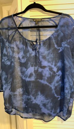 Sheer black and blue top size Medium