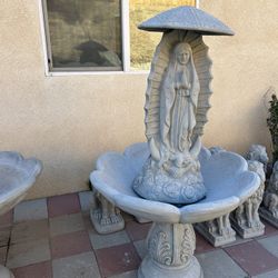 New Fountain With Virgin Mary Made Out Of Cement Perfect Gift 🎁 